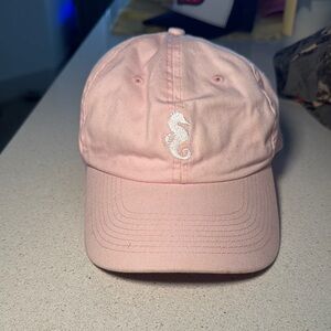 Pink Cap with Seahorse Embroidery